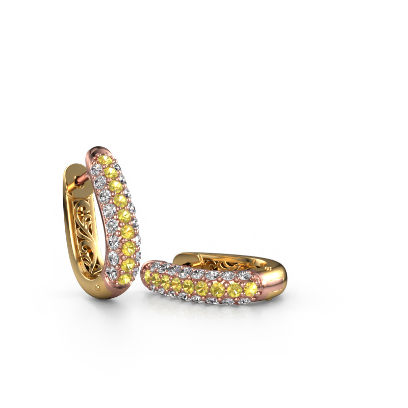 Image of Hoop earrings Danika 8.5 A 585 rose gold Yellow sapphire 1.7 mm