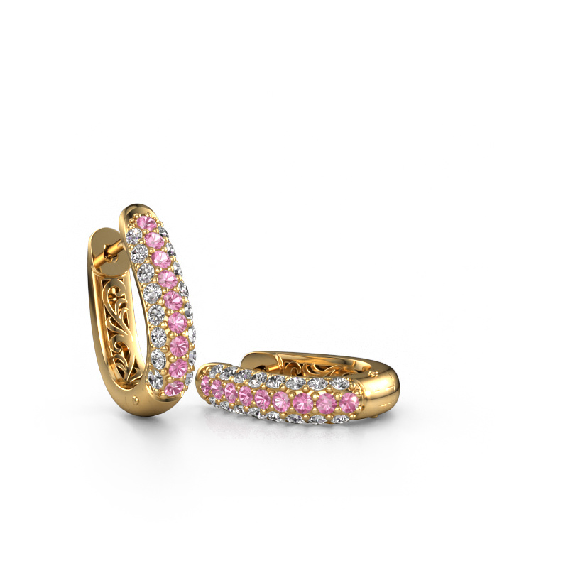 Image of Hoop earrings Danika 8.5 A 585 gold Pink sapphire 1.7 mm