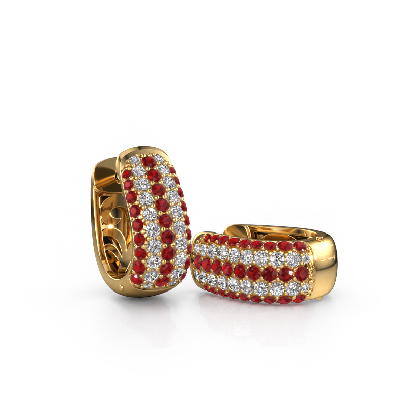 Image of Hoop earrings Danika 8.5 B 585 gold Ruby 1.1 mm