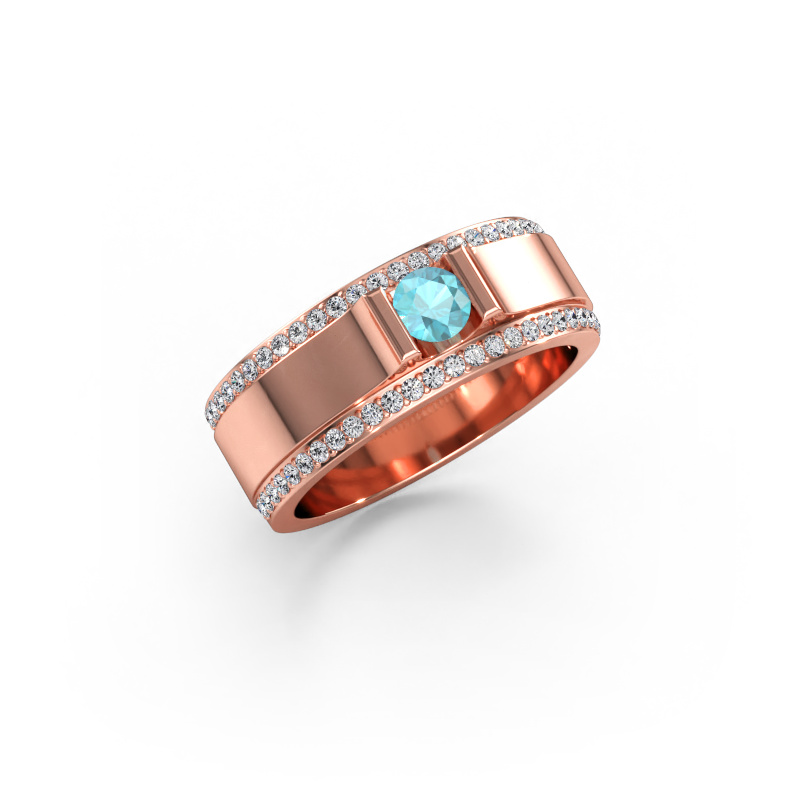 Bild av Herrring Danillo 585 roséguld Blå topas 4.2 mm