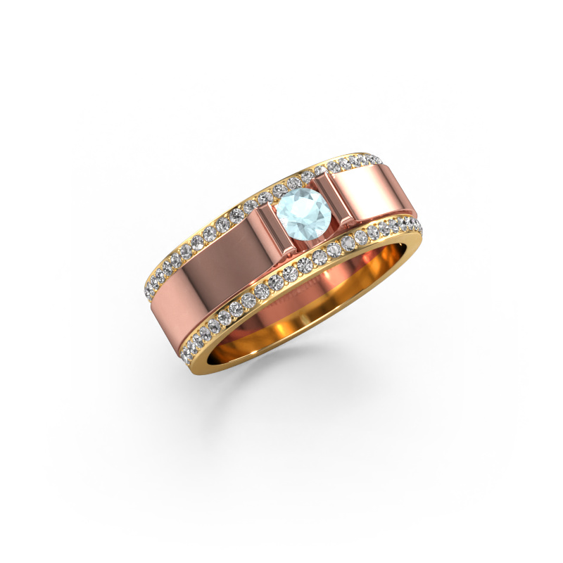 Image of Men's ring Danillo 585 rose gold Aquamarine 4.2 mm