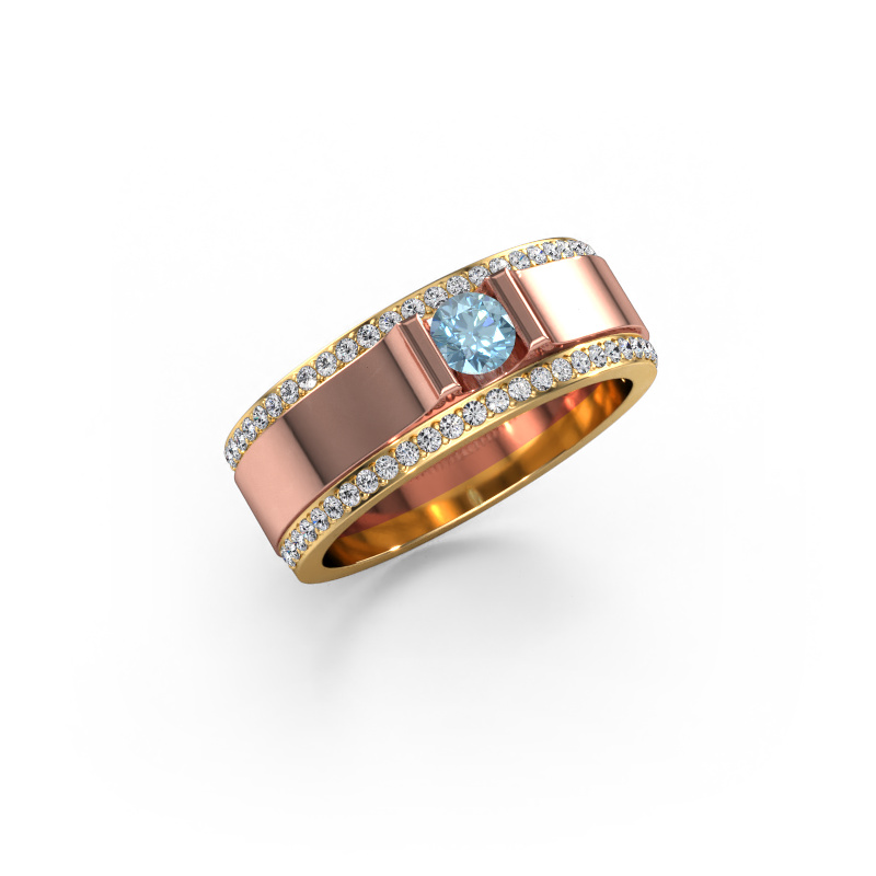 Afbeelding van Herenring Danillo 585 Rosé goud Blauwe lab grown diamant 4.2 mm