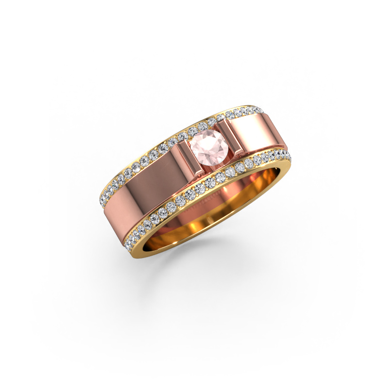 Afbeelding van Herenring Danillo 585 Rosé goud Morganiet champagne 4.2 mm