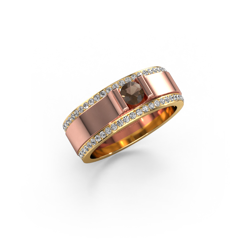 Image of Men's ring Danillo 585 rose gold Smokey quartz 4.2 mm