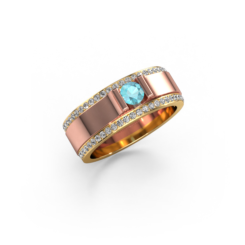 Image of Men's ring Danillo 585 rose gold Blue topaz 4.2 mm