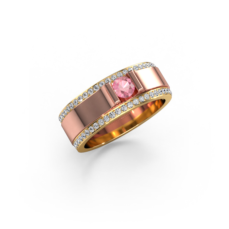 Afbeelding van Herenring Danillo 585 Rosé goud Toermalijn pink 4.2 mm