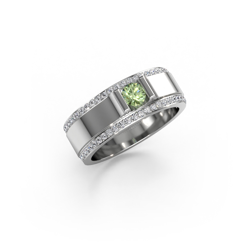 Image de Bague pour homme Danillo 950 platine Diamants synthétiques vert 4.2 mm