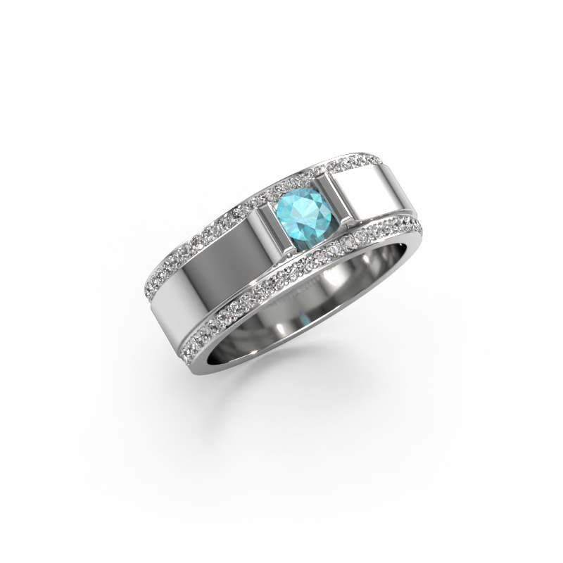 Image of Men's ring Danillo 950 platinum Blue topaz 4.2 mm