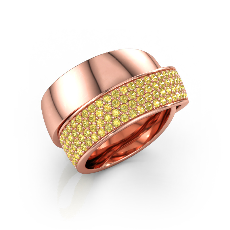 Immagine di Anello Danna 585 oro rosa Zaffiro giallo 1.3 mm