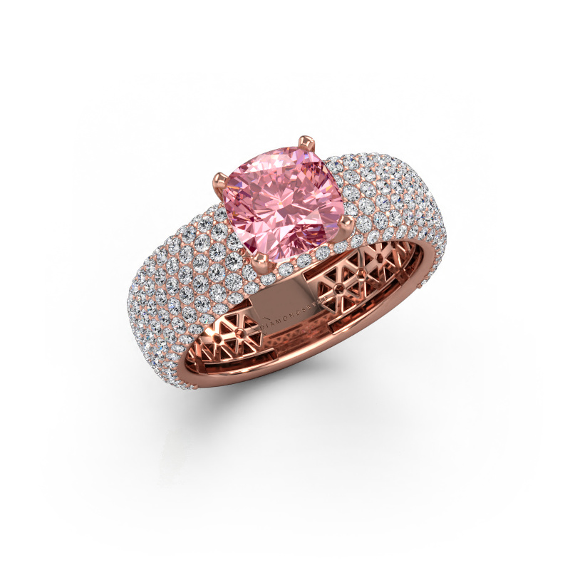 Image of Engagement ring Darcy 585 rose gold Pink lab grown diamond 7 mm