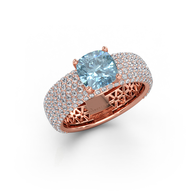 Bild av Förlovningsring Darcy 585 roséguld Blå labbodlad diamant 7 mm
