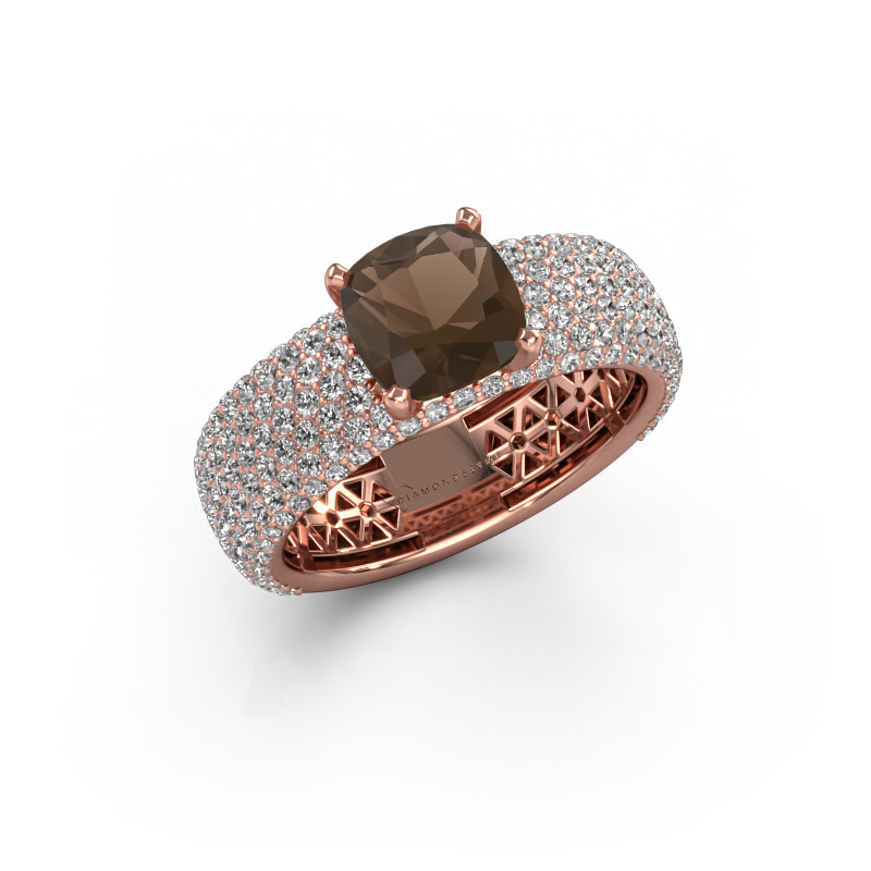 Image of Engagement ring Darcy 585 rose gold Smokey quartz 7 mm