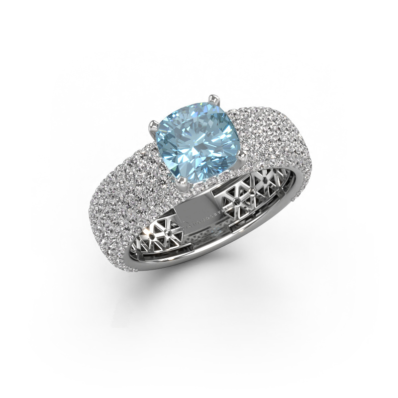 Image of Engagement ring Darcy 950 platinum Blue lab grown diamond 7 mm