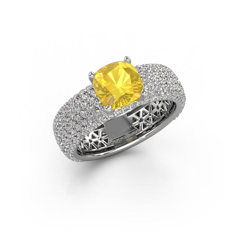 Image of Engagement ring Darcy 950 platinum Yellow sapphire 7 mm