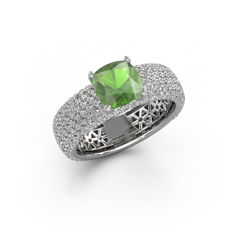 Image de Bague de fiançailles Darcy 950 platine Vert tourmaline 7 mm