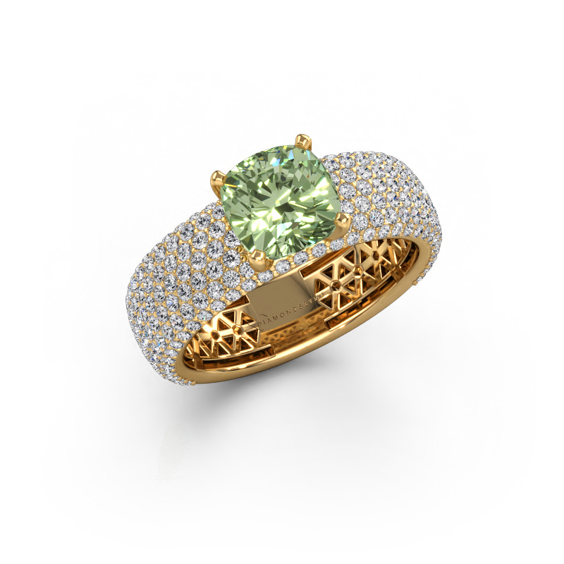Image of Engagement ring Darcy 585 gold Green lab grown diamond 7 mm