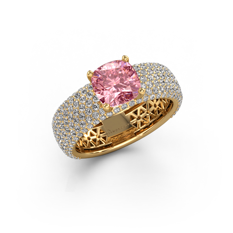 Image de Bague de fiançailles Darcy 585 or jaune Diamant synthétique roze 7 mm