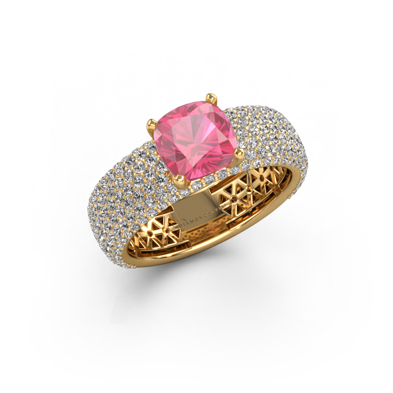 Image of Engagement ring Darcy 585 gold Pink sapphire 7 mm