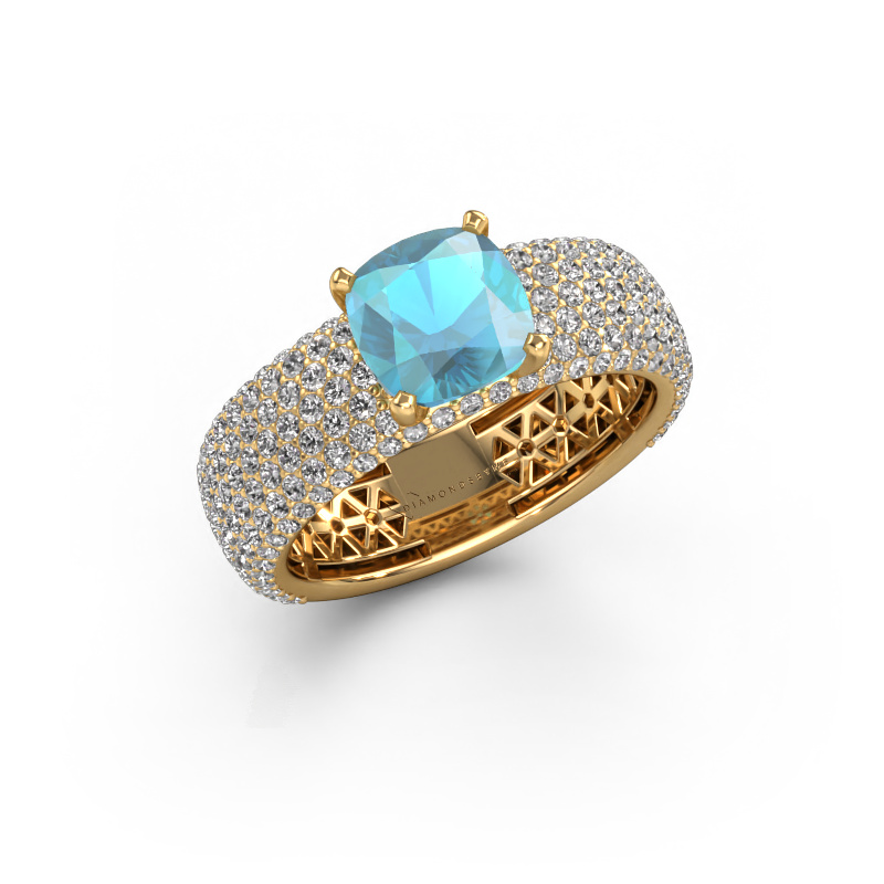 Image of Engagement ring Darcy 585 gold Blue topaz 7 mm