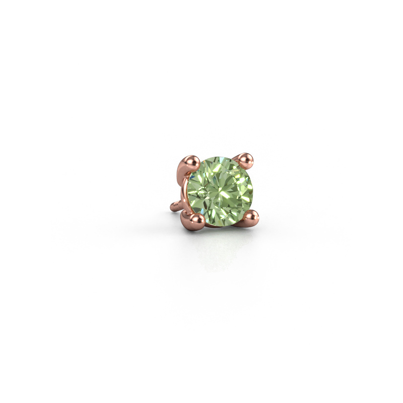 Image of Men's earring Dave RND 585 rose gold Green lab grown diamond 6.5 mm