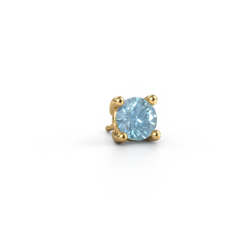 Image of Men's earring Dave RND 585 gold Blue lab grown diamond 6.5 mm