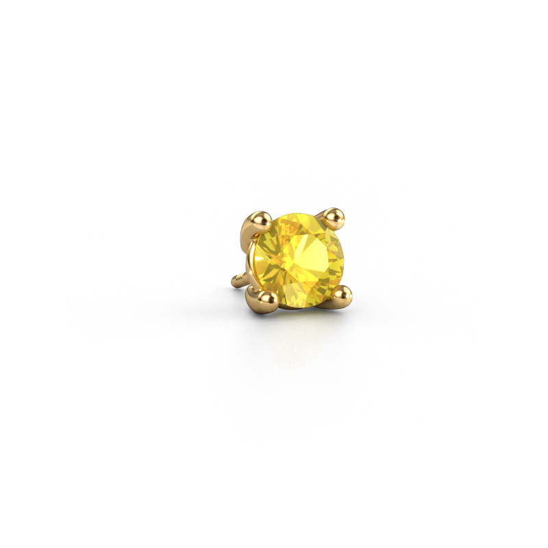 Image of Men's earring Dave RND 585 gold Yellow sapphire 6.5 mm