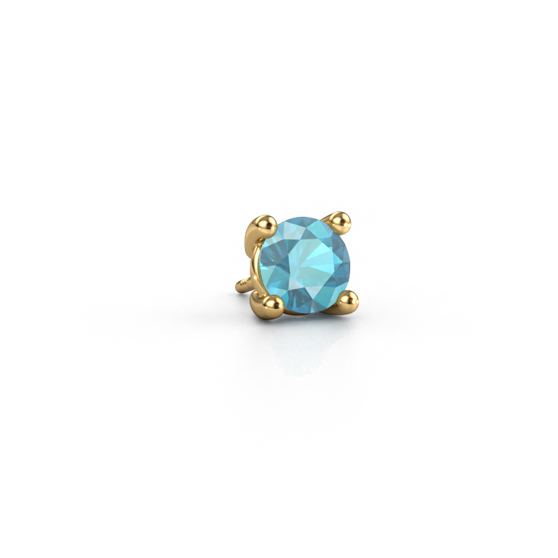 Image of Men's earring Dave RND 585 gold Blue topaz 6.5 mm