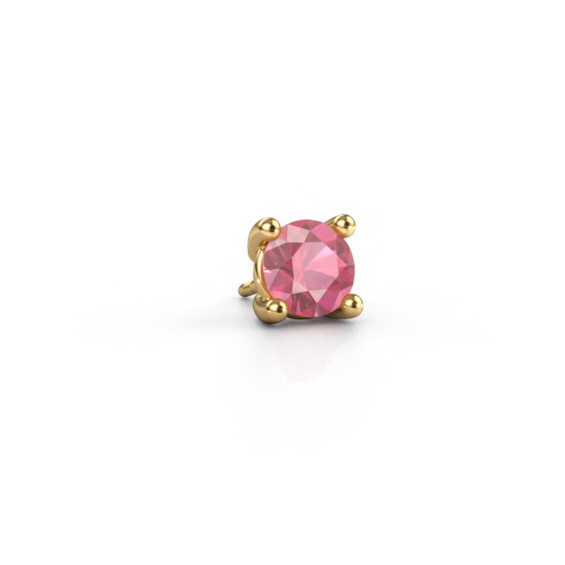 Image of Men's earring Dave RND 585 gold Tourmaline pink 6.5 mm