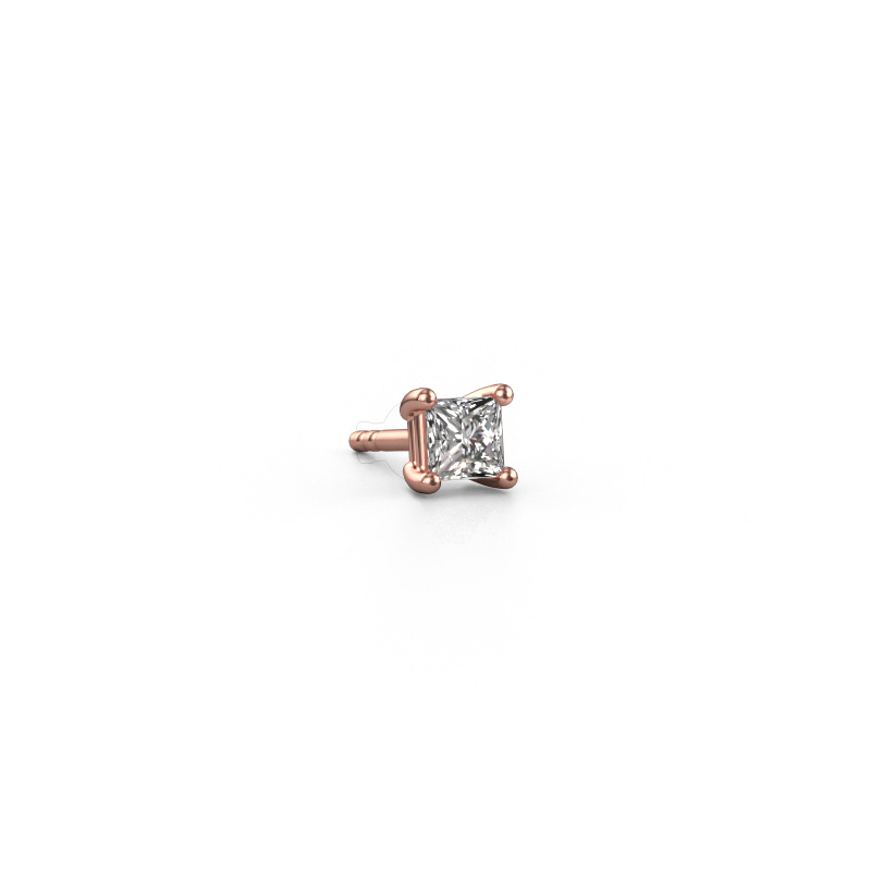Image of Men's earring Dave SQR 585 rose gold Diamond 0.25 crt