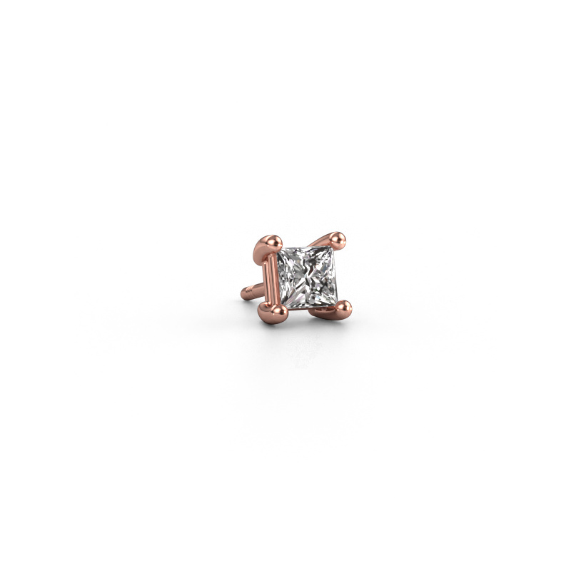 Image of Men's earring Dave SQR 585 rose gold Diamond 0.40 crt