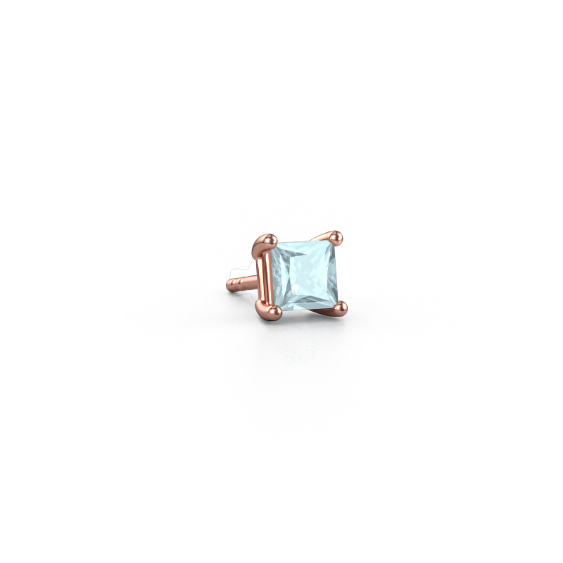 Image of Men's earring Dave SQR 585 rose gold Aquamarine 4.5 mm