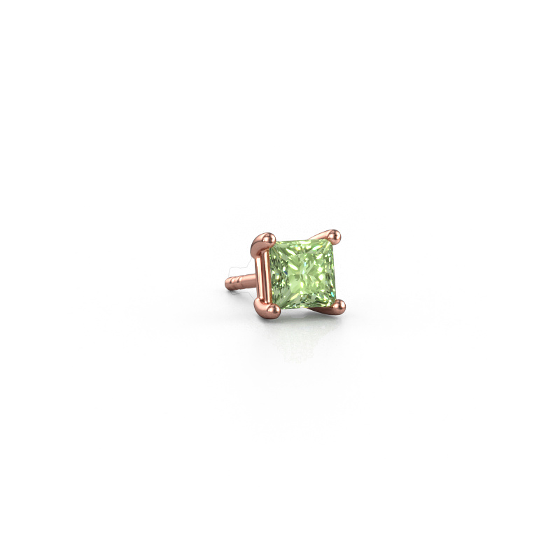 Image of Men's earring Dave SQR 585 rose gold Green lab grown diamond 4.5 mm
