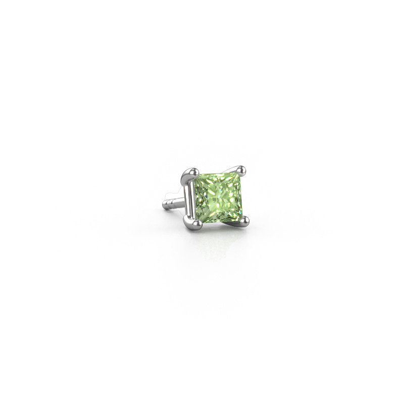 Image de Boucle d'oreille homme Dave SQR 950 platine Diamants synthétiques vert 4.5 mm