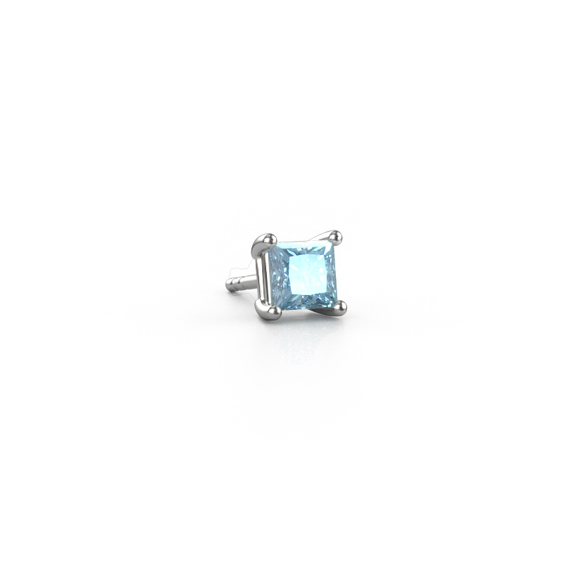 Image of Men's earring Dave SQR 950 platinum Blue lab grown diamond 4.5 mm