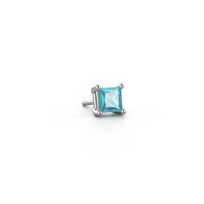 Image of Men's earring Dave SQR 585 white gold Blue topaz 4.5 mm