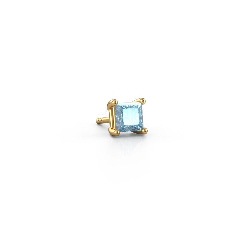 Image de Boucle d'oreille homme Dave SQR 585 or jaune Diamant synthétique bleu 4.5 mm