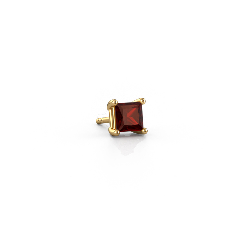 Image of Men's earring Dave SQR 585 gold Garnet 4.5 mm