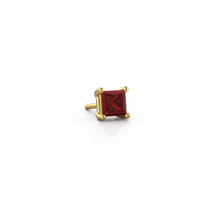 Image of Men's earring Dave SQR 585 gold Ruby 4.5 mm