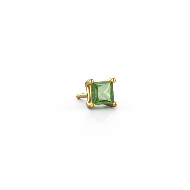 Image of Men's earring Dave SQR 585 gold Tourmaline green 4.5 mm