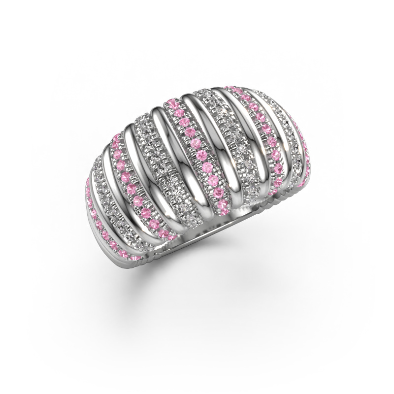 Image of Ring Dawn 12mm 585 white gold Pink sapphire 1 mm
