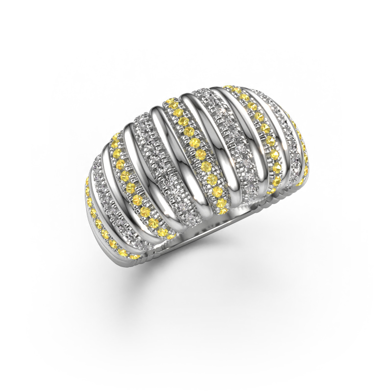 Image of Ring Dawn 12mm 585 white gold Yellow sapphire 1 mm