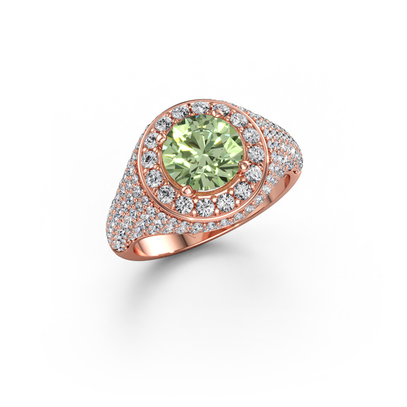 Immagine di Anello Dayle 585 oro rosa Diamante lab grown verde 7 mm
