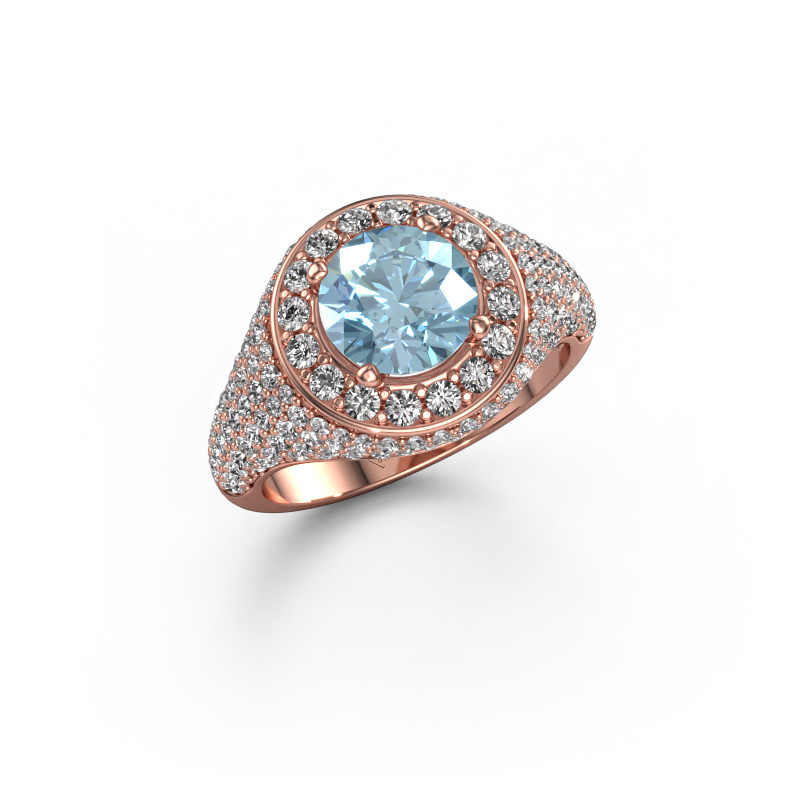 Image of Ring Dayle 585 rose gold Blue lab grown diamond 7 mm