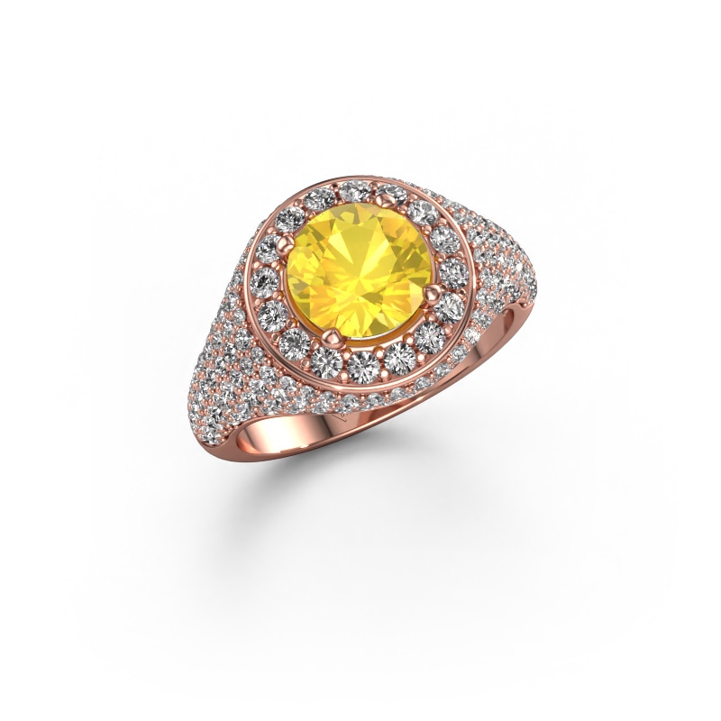 Image de Bague Dayle 585 or rose Saphir jaune 7 mm