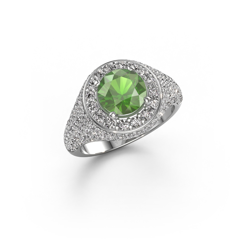 Image of Ring Dayle 585 white gold Tourmaline green 7 mm
