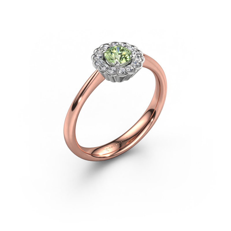 Image of Engagement ring Debi 585 rose gold Green lab grown diamond 4.2 mm