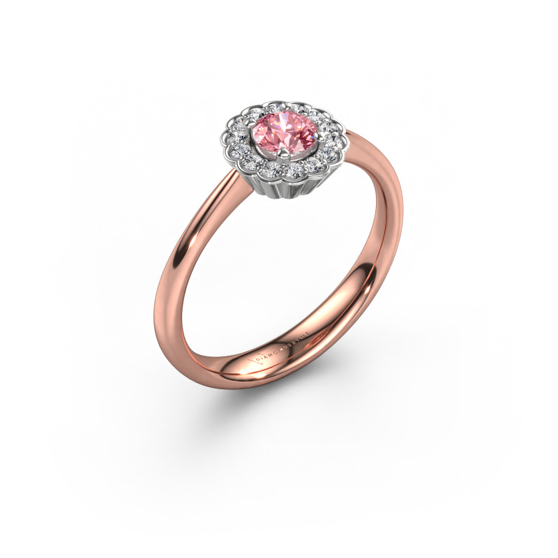 Image of Engagement ring Debi 585 rose gold Pink lab grown diamond 4.2 mm