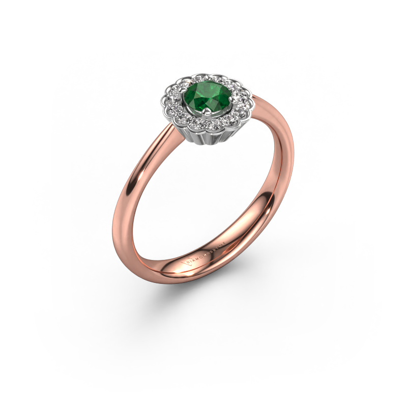 Image of Engagement ring Debi 585 rose gold Emerald 4.2 mm