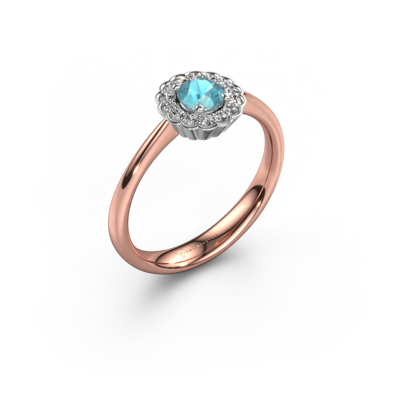 Bild von Verlobungsring Debi 585 Roségold Blau Topas 4.2 mm