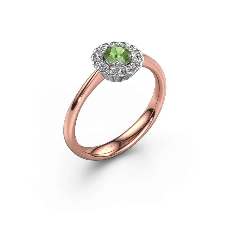 Image of Engagement ring Debi 585 rose gold Tourmaline green 4.2 mm